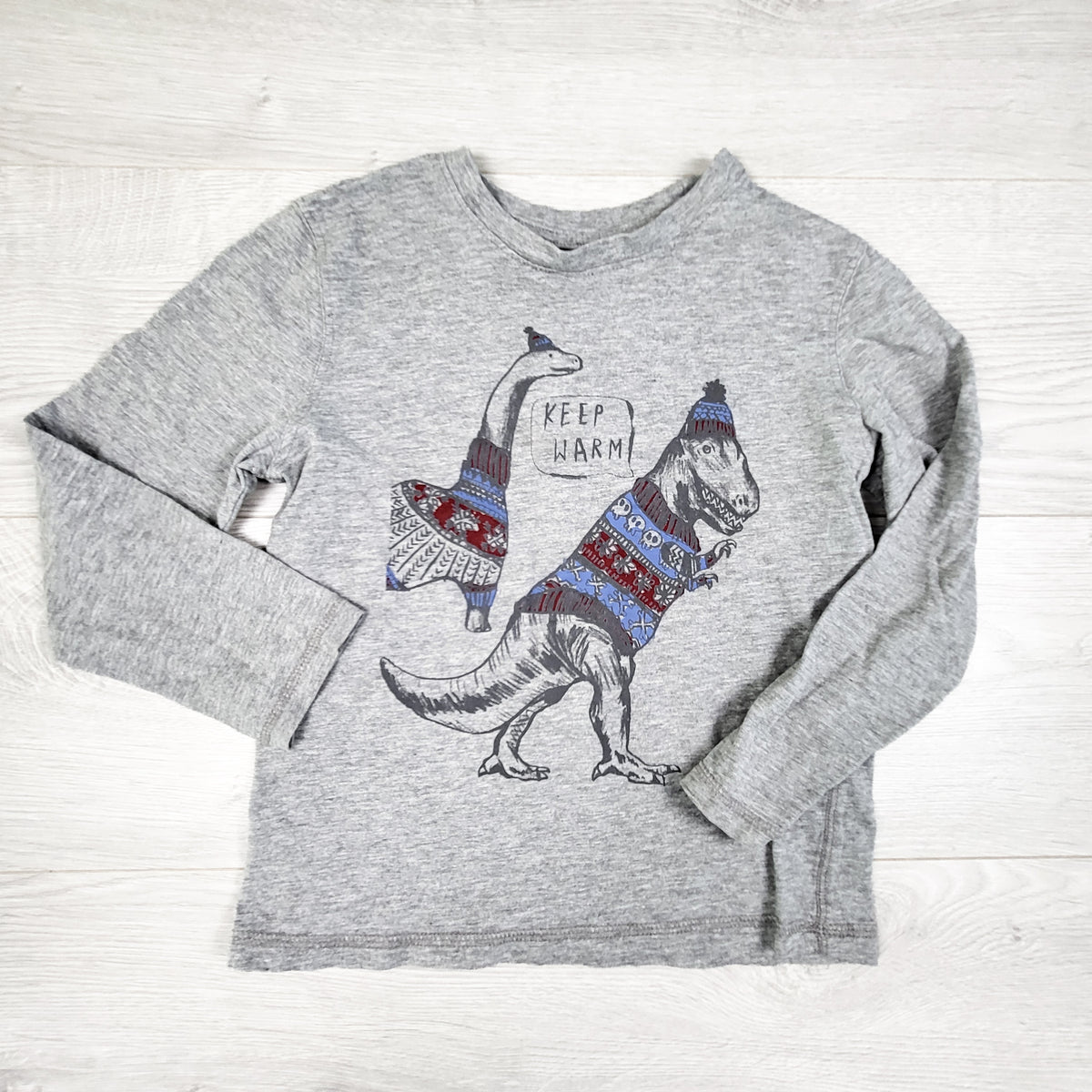 George grey long sleeve top with dinosaurs. Size 6