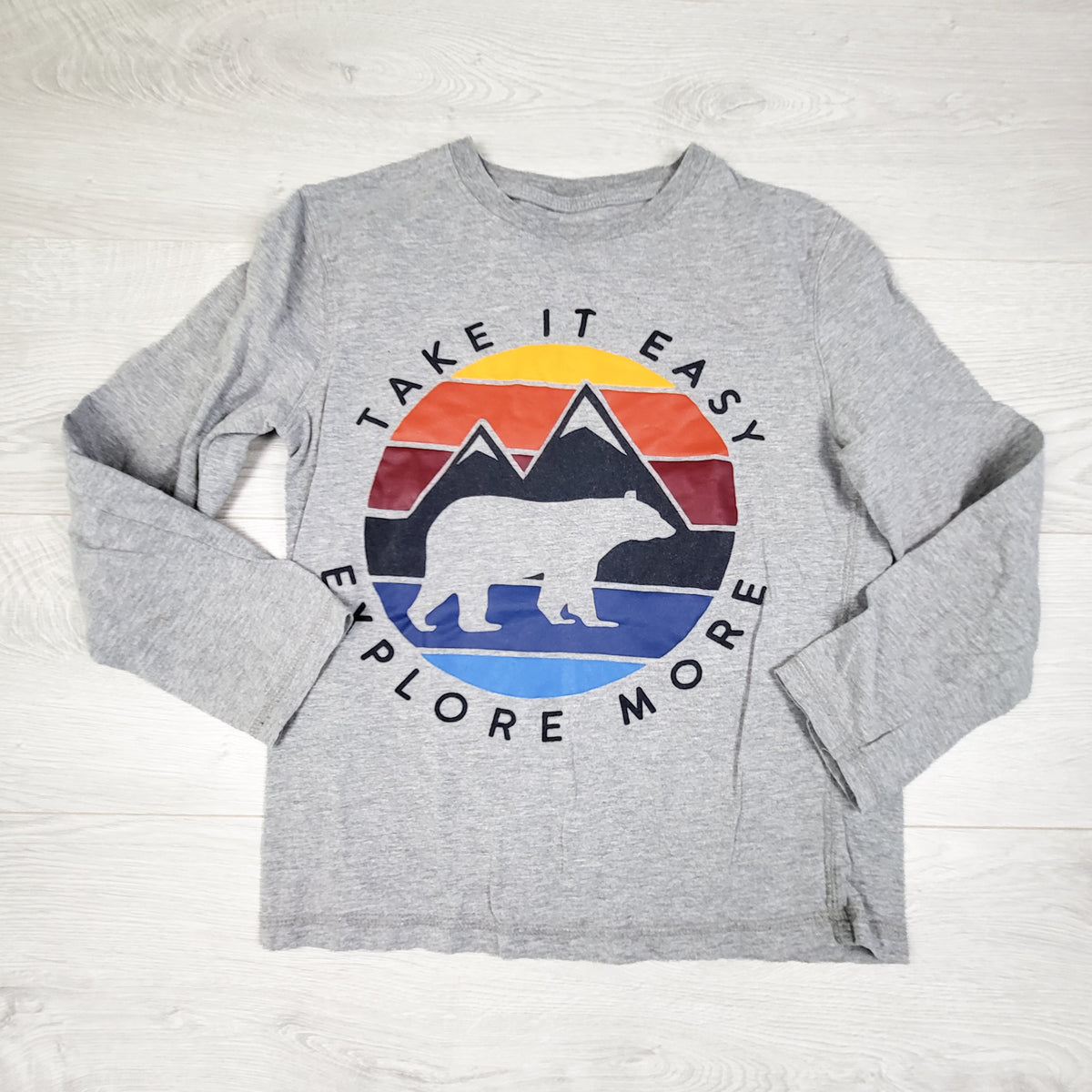 George grey "Explore More" long sleeve top. Size 10/12