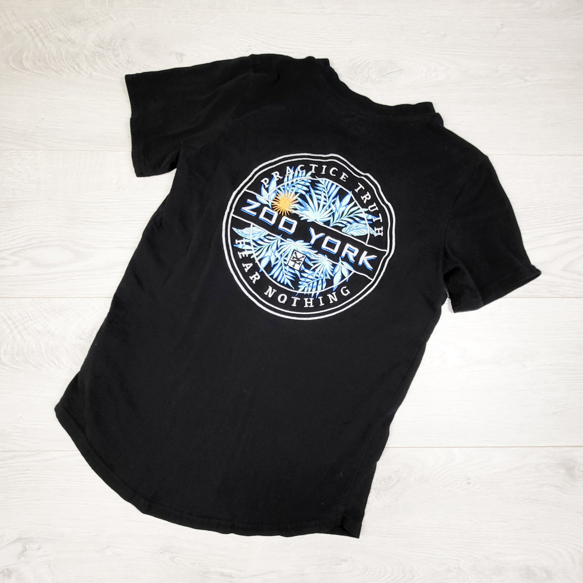 Zoo York black embroidered t-shirt. Size 10/12