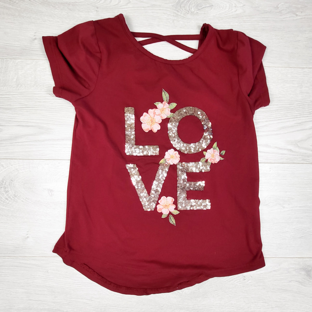 Btwn burgundy "Love" t-shirt. Size 8