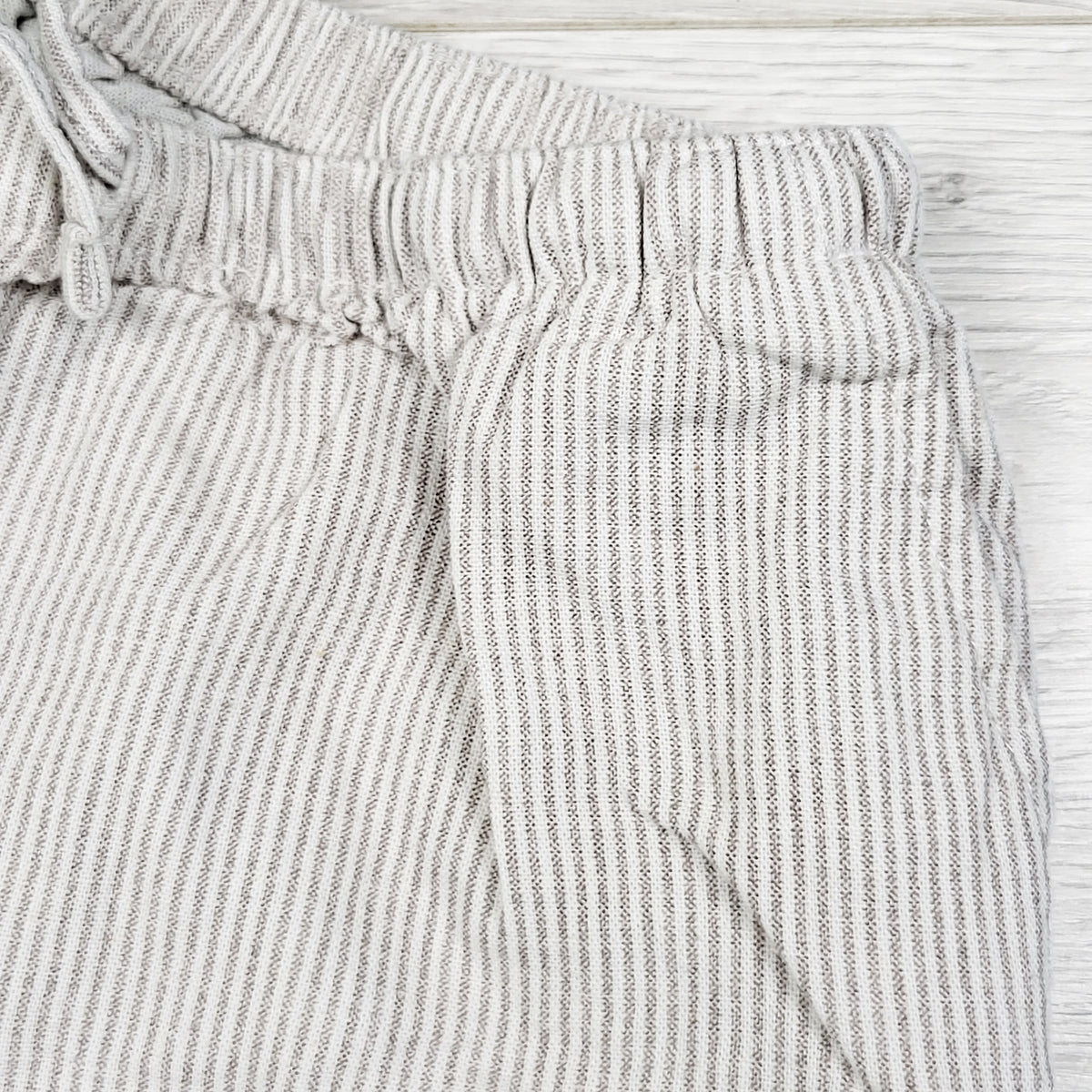 UKids grey and white striped rayon and linen blend pants. Size 14