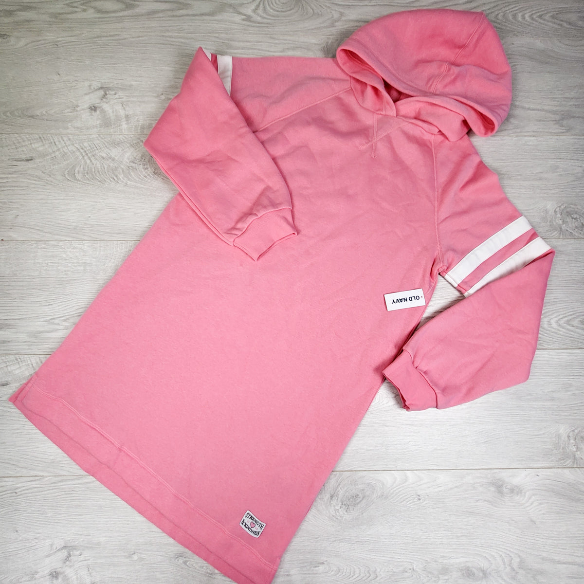 NEW - Old Navy pink fleecy lined hooded sweatshirt dress. Size 14/16
