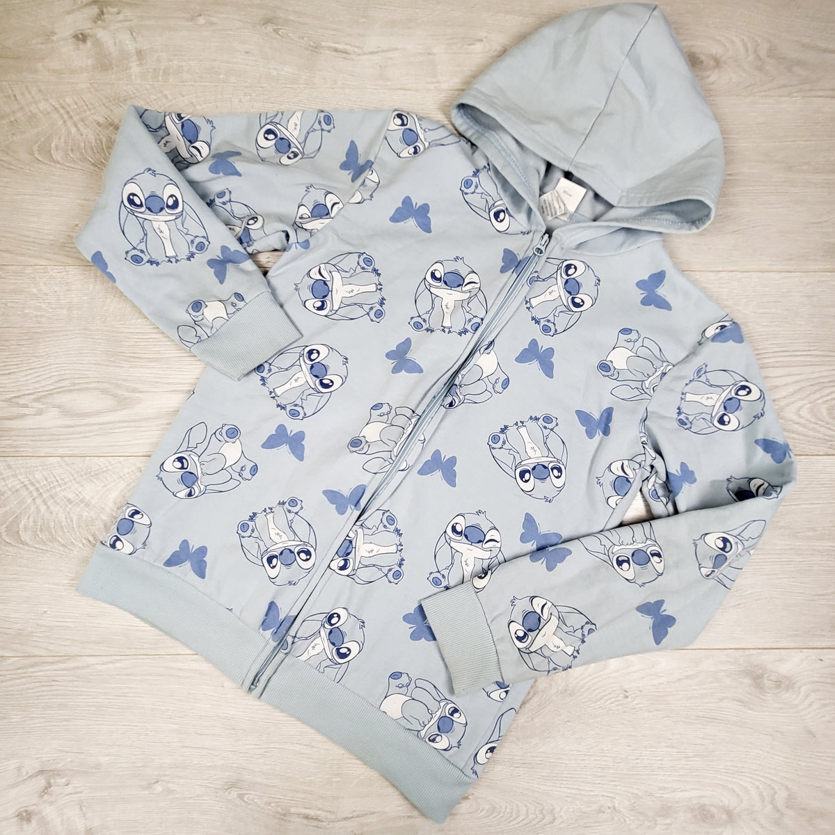 Lilo and Stitch blue zip up hoodie. Size 14/16 - AS IS