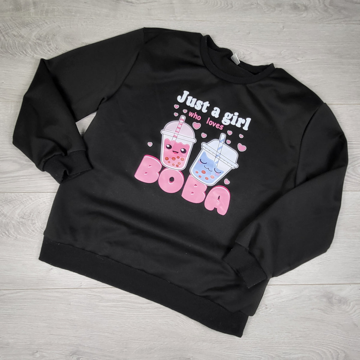 Black Boba Tea sweatshirt. Size 11/12