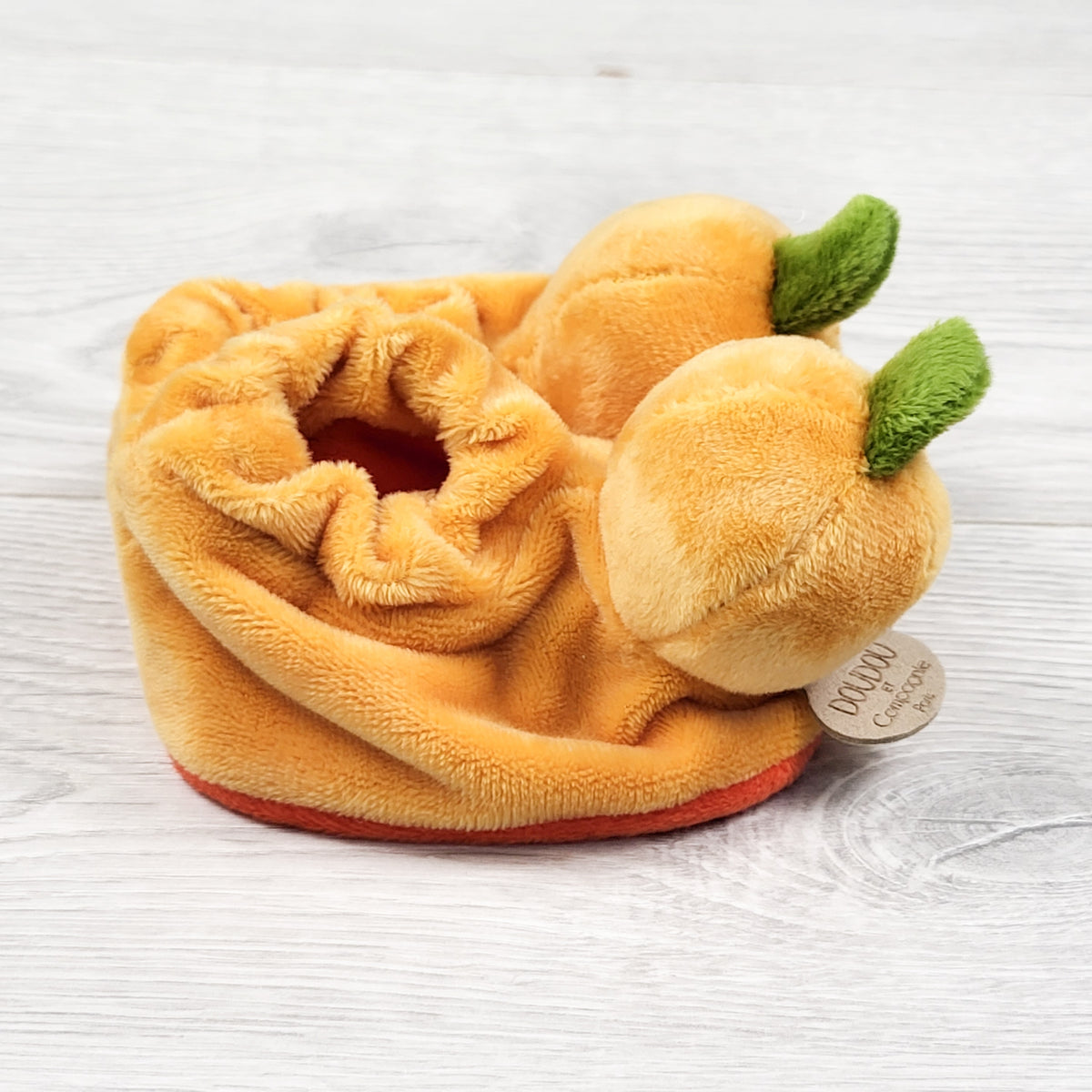 NEW - Doudou et Compagnie Paris "My First Halloween" Pumpkin Baby Booties. Size 0-6 months