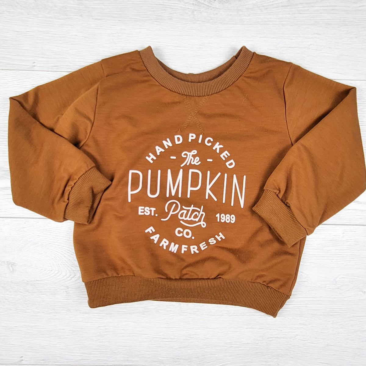 Unbranded tan "Pumpkin Patch" sweatshirt. Size 12-18 months