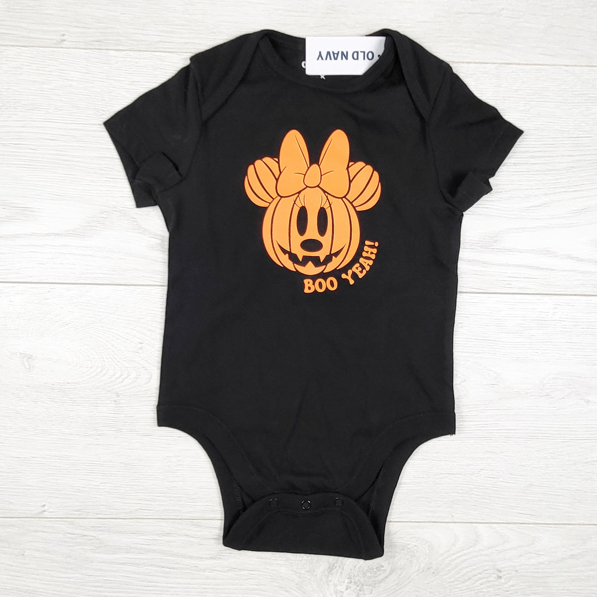 NEW - Old Navy x Disney black "Boo-Yeah" Minnie Mouse bodysuit. Size 12-18 months