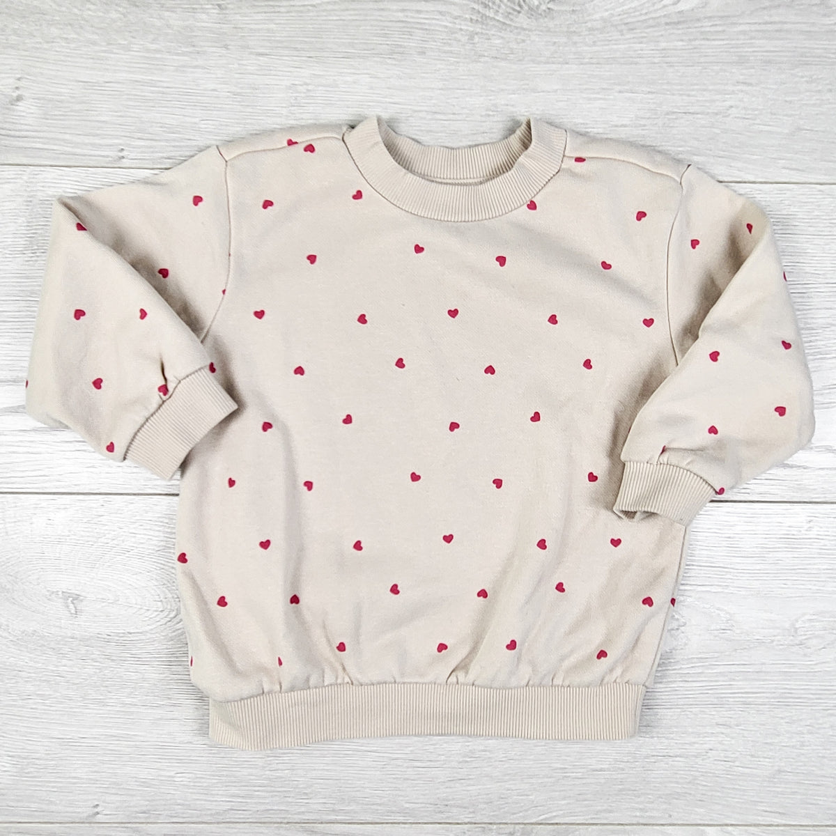 George beige heart print fleecy lined sweatshirt. Size 12-18 months