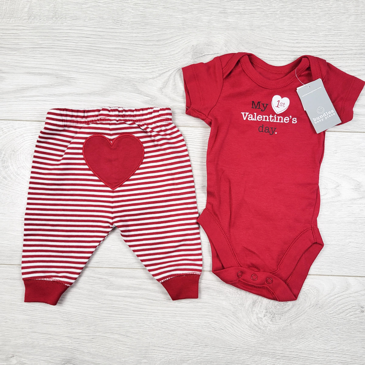 NEW - Bundles (Children's Place) 2pc "My 1st Valentine's Day" set. Newborn size