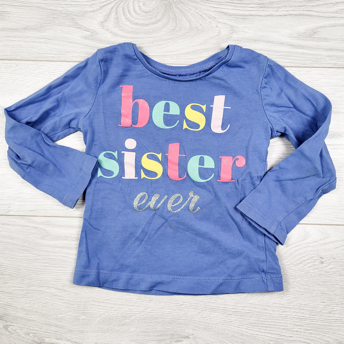 Carters blue "Best Sister Ever" long sleeve top. Size 18 months