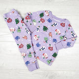 Old Navy purple Christmas themed 2pc PJs. Size 18-24 months - AS IS