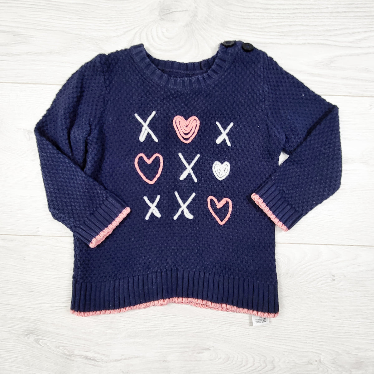 Joe navy "Xs and Os" sweater. Size 6-12 months