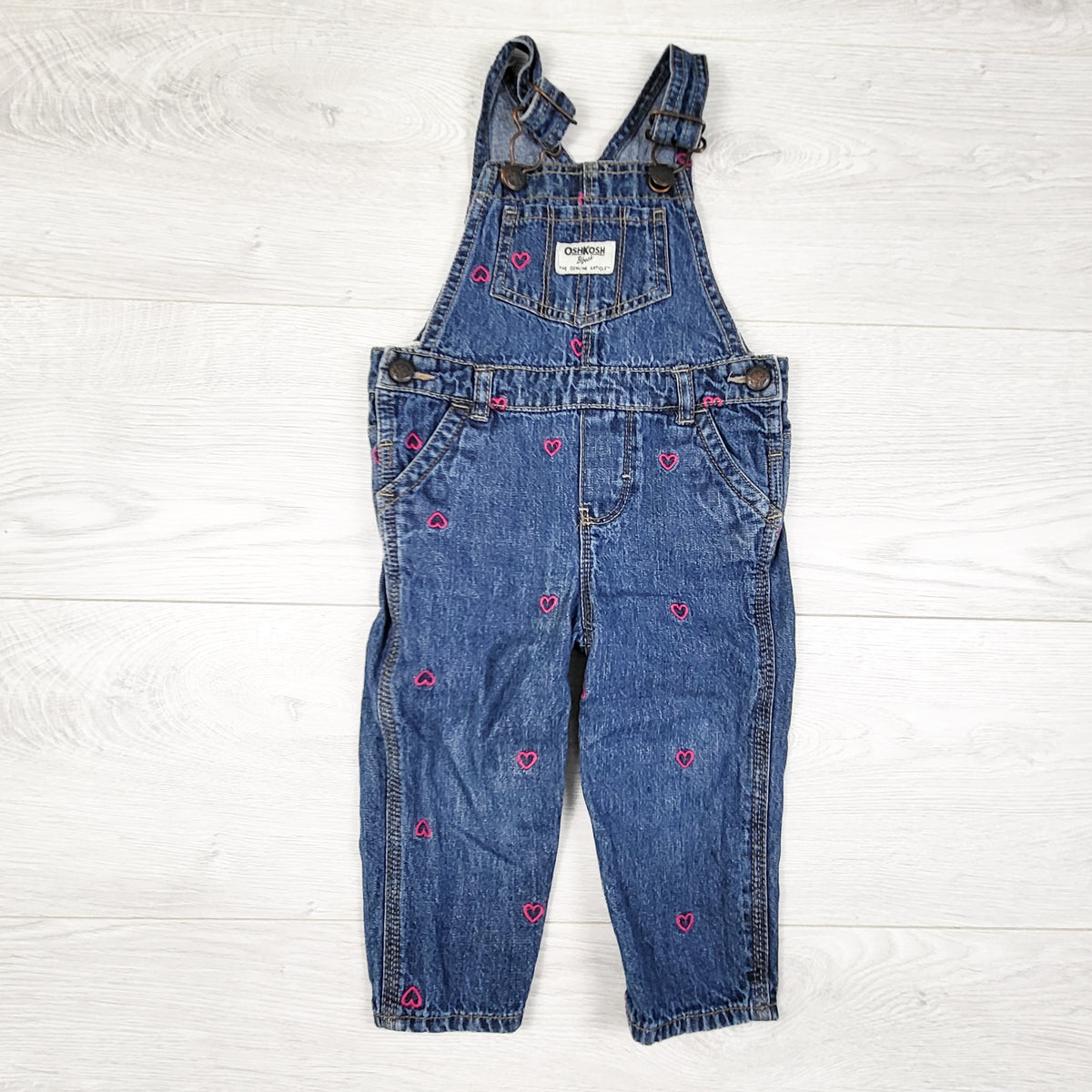 Oshkosh denim overalls with hearts. Size 12 months