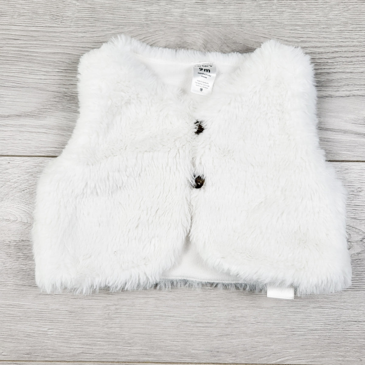Carters white faux fur vest. Size 9 months