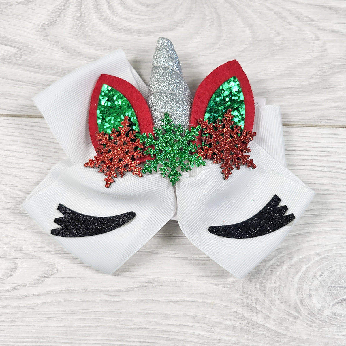 NEW - Claire's Christmas Unicorn Holiday Statement Hair Bow Clip