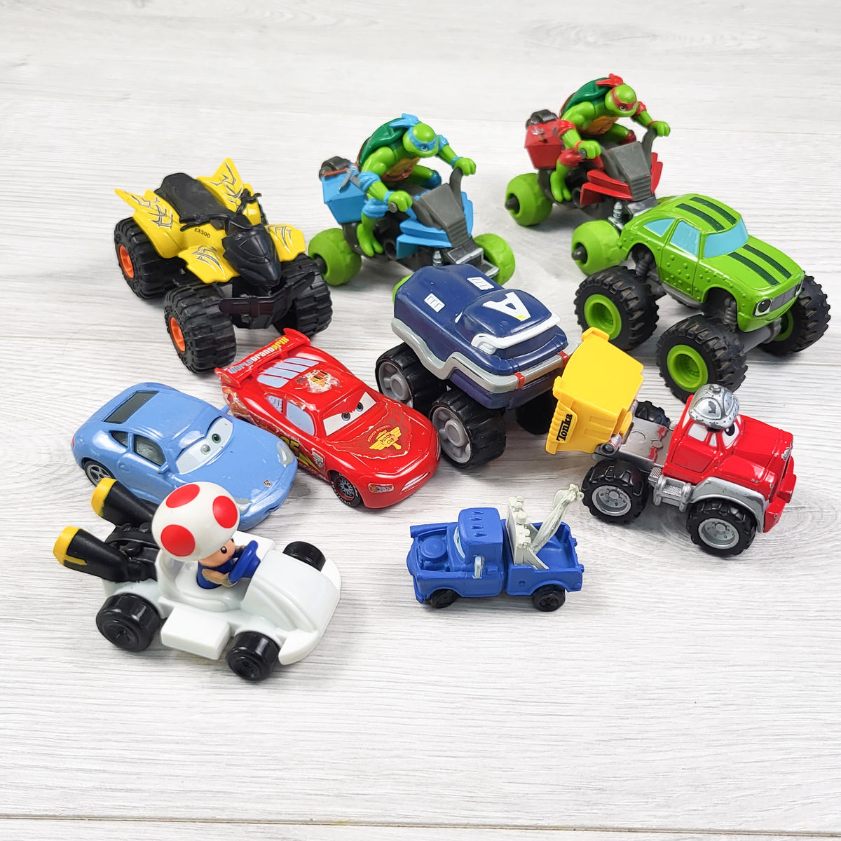 Lots of TMNT, Nintendo and Pixar vehicles