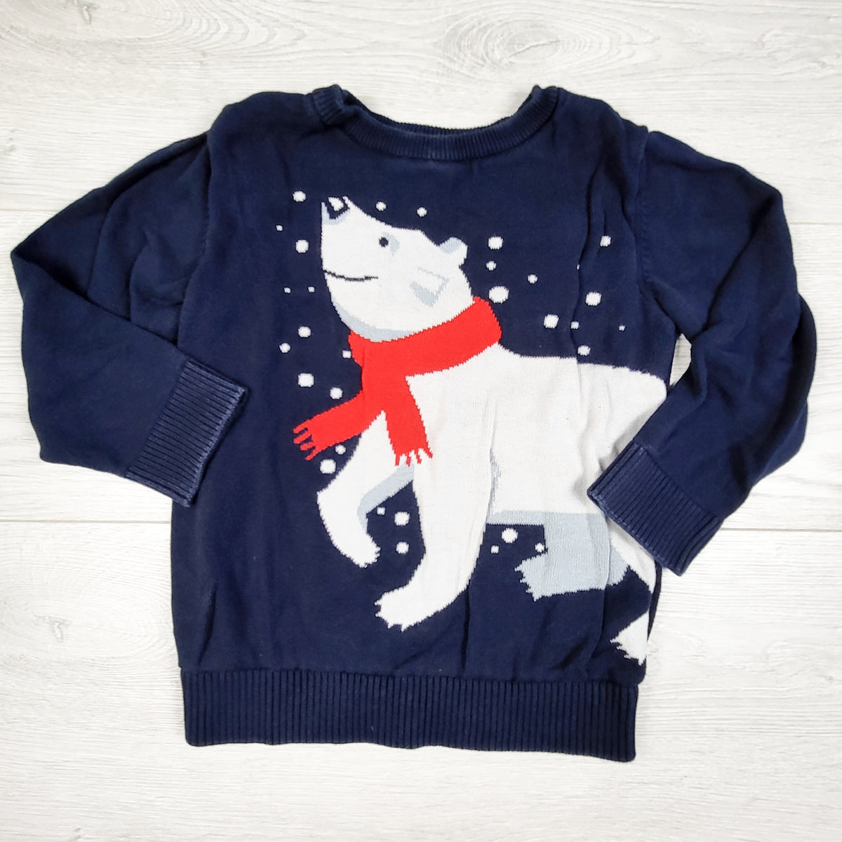 Children's Place navy sweater with polar bear. Size 4T