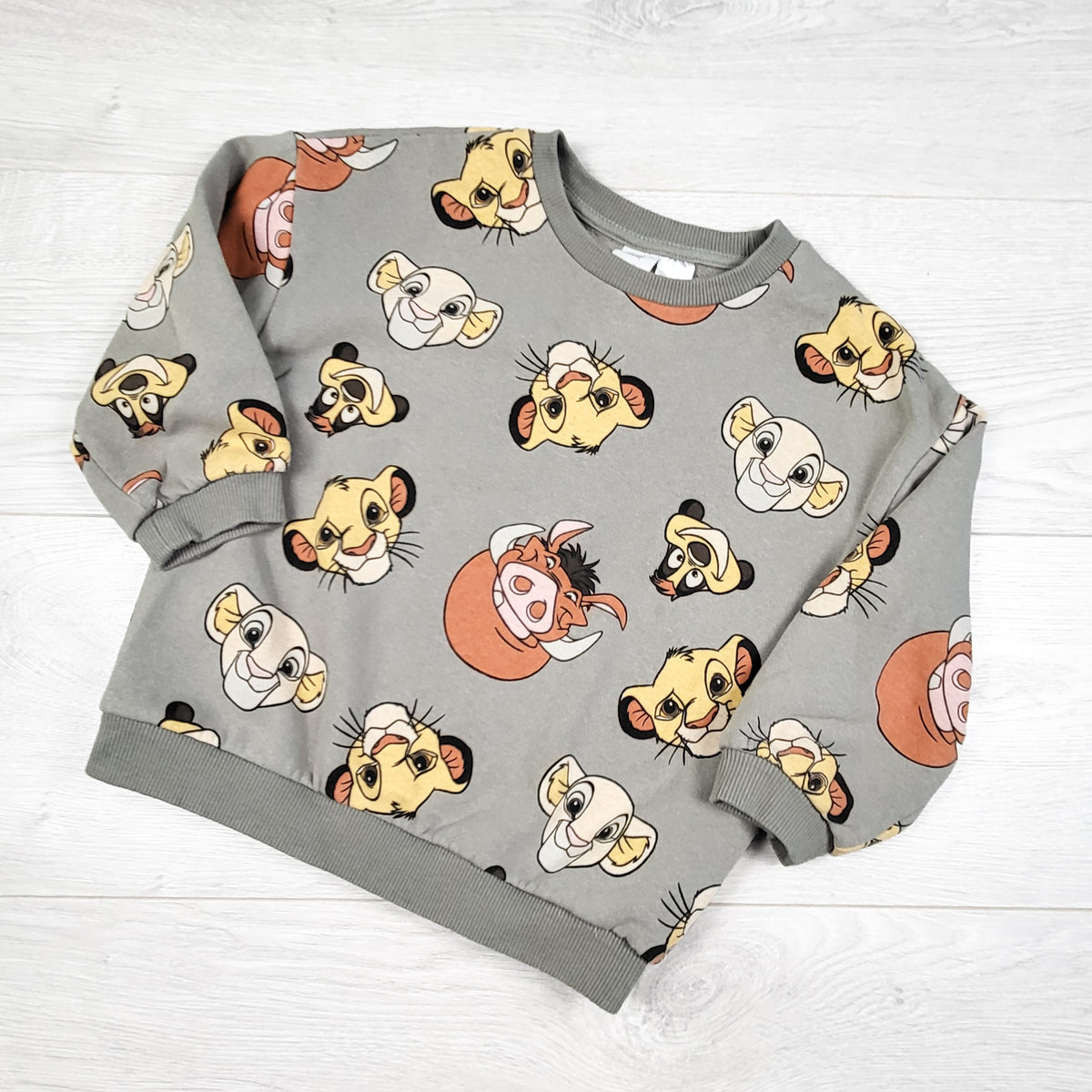H and M grey fleecy lined Lion King sweatshirt. Size 2/3T