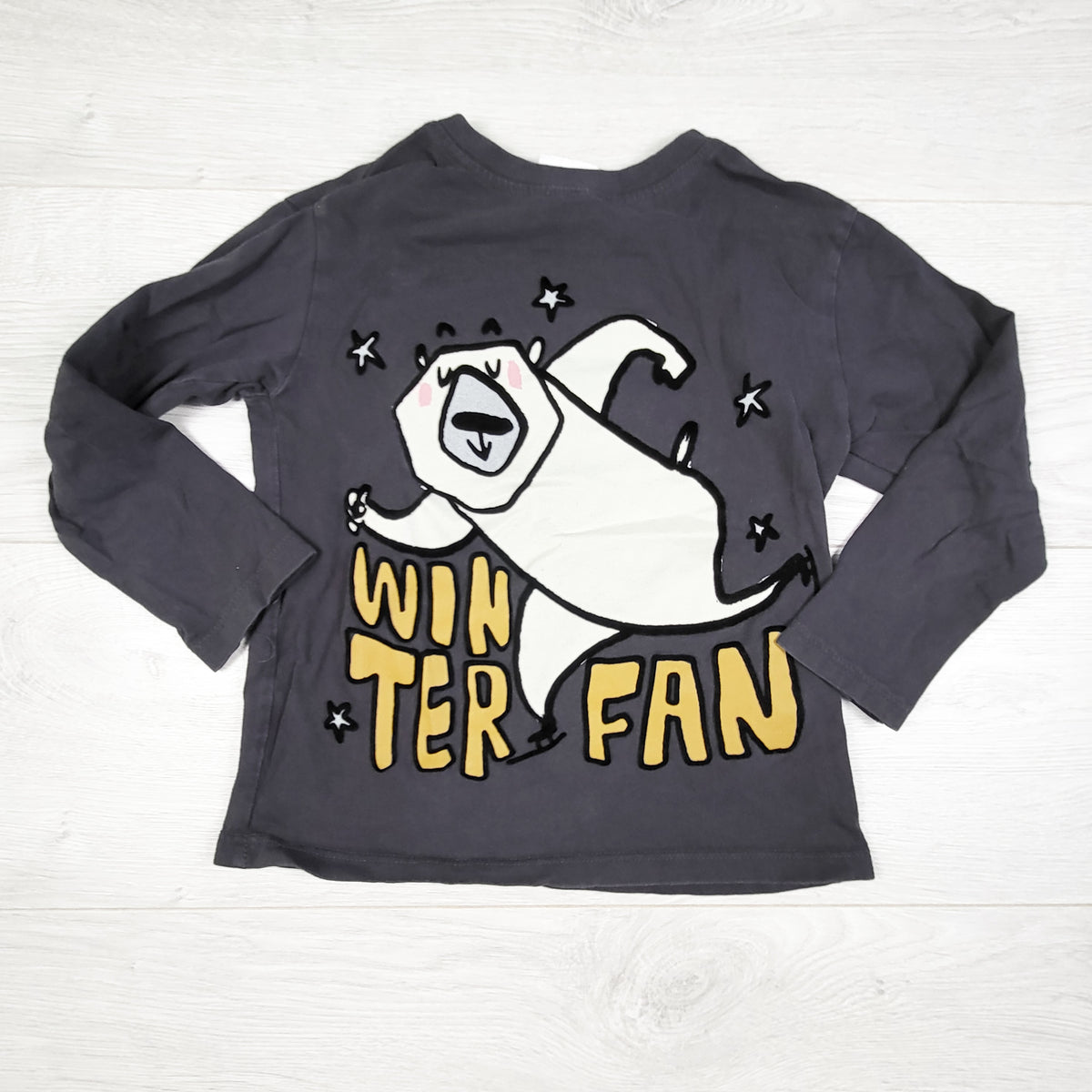 Zara grey "Winter Fan" polar bear shirt. Size 4/5T