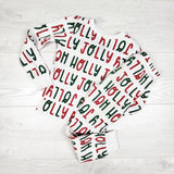 Carters white waffle knit 2pc "Holly Jolly" PJs. Size 4T - AS IS