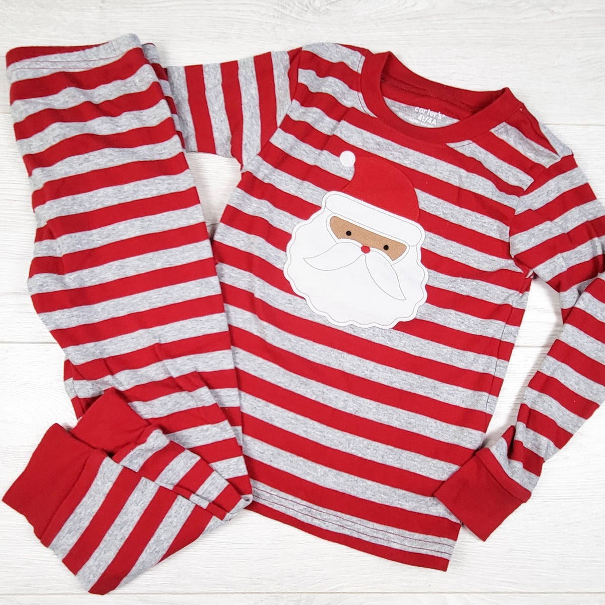 Carters red striped 2pc Santa PJs. Size 4T