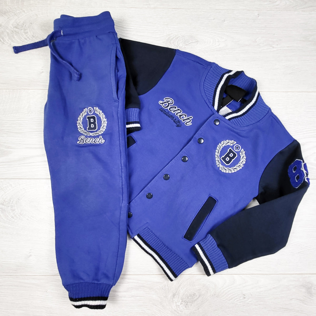 Bench blue and black 2pc varsity style track suit. Size 4/5T