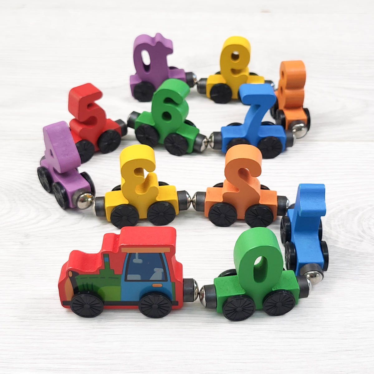 Wooden Magnetic Number Train Set