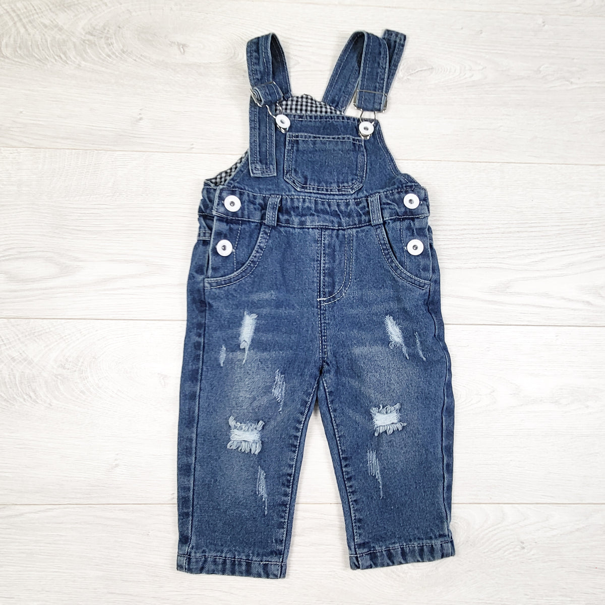 Kidscool Space Distressed Denim Bib Overalls. Size 12-18 months