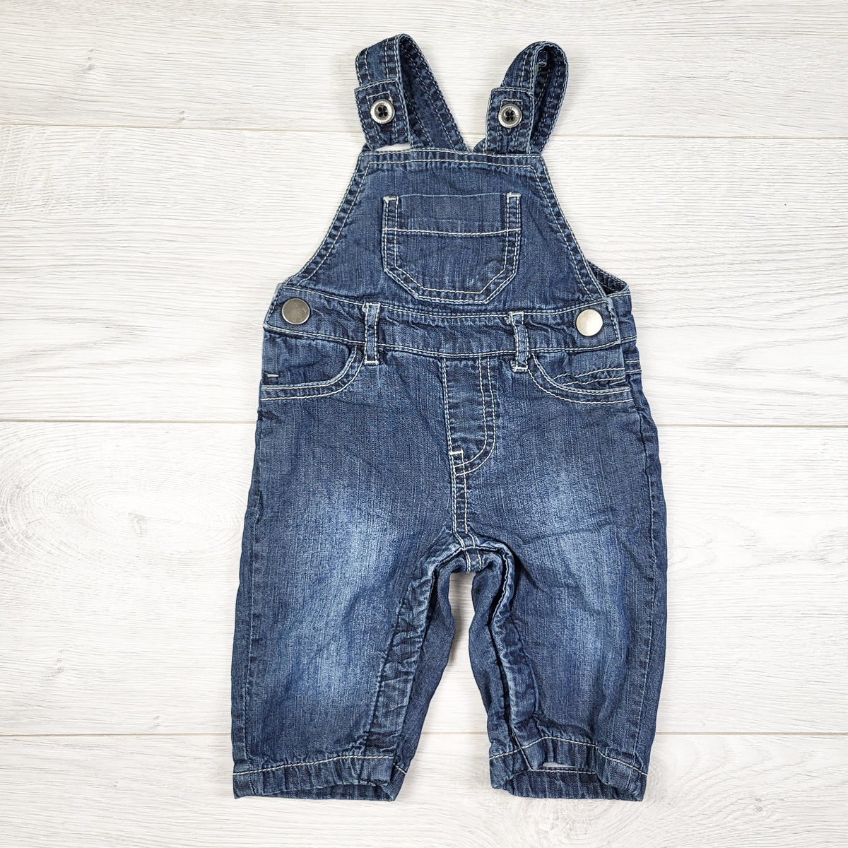 F and F Denim Bib Overalls With Jersey Lining. Size 0-3 months