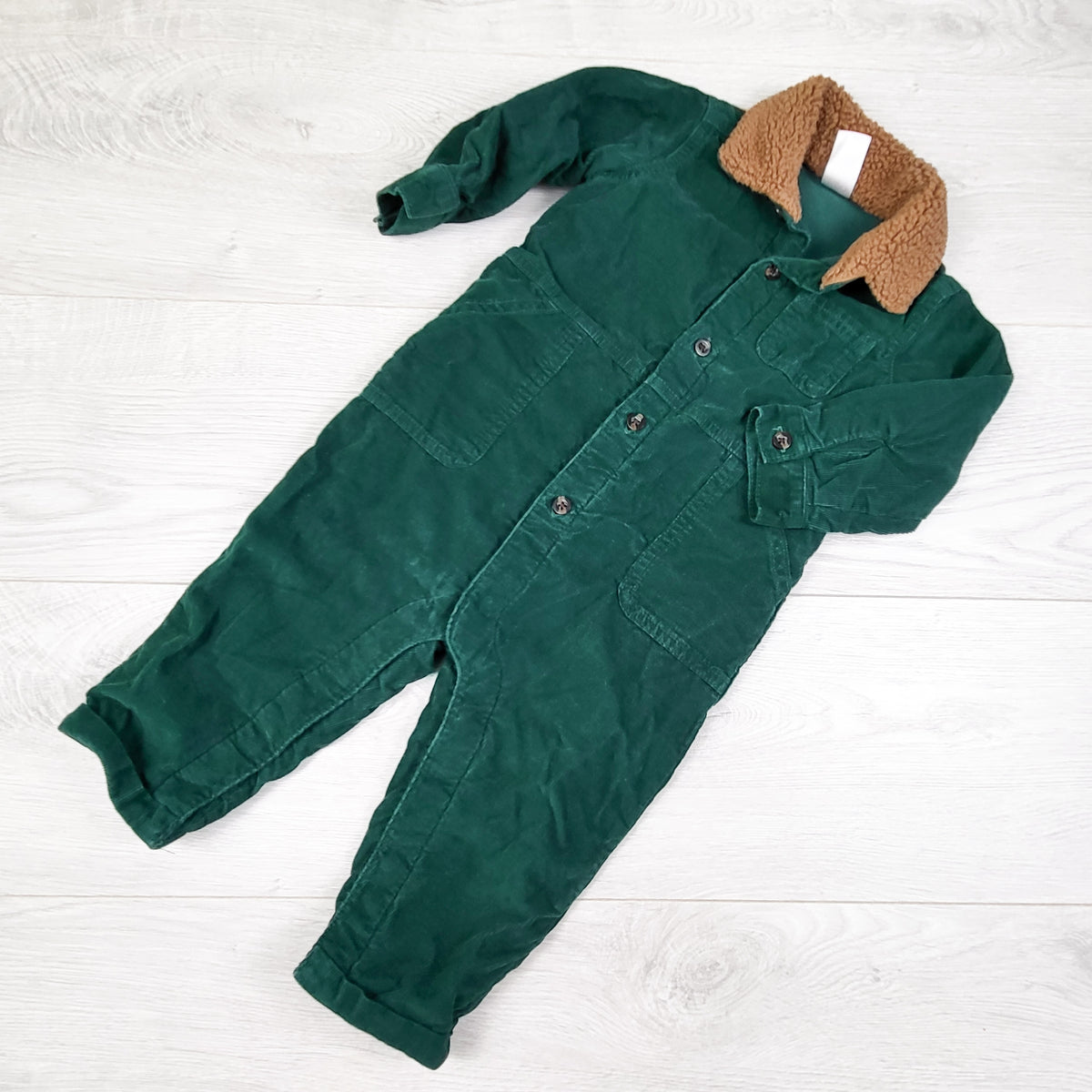 Carters Greens Fleece Lined Corduroy Romper. Size 12 Months