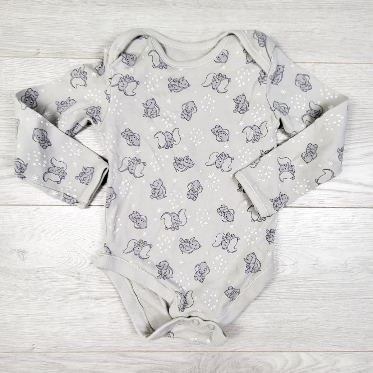 Disney Baby Gray Dumbo Bodysuit. Size 18-24 Months