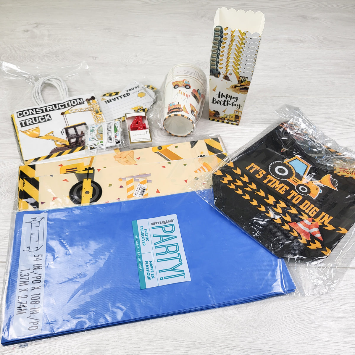 Construction Truck "It's Time to Dig In" Themed Birthday Party Set