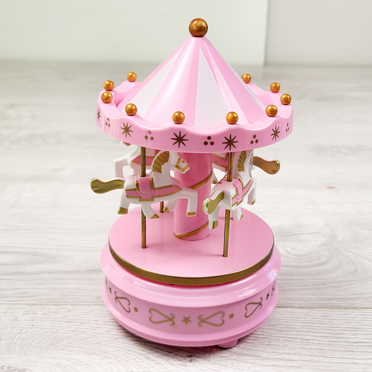 NEW (Comes with Box) - Vintage-Style Wooden Wind-Up Carousel Music Box (no shipping)