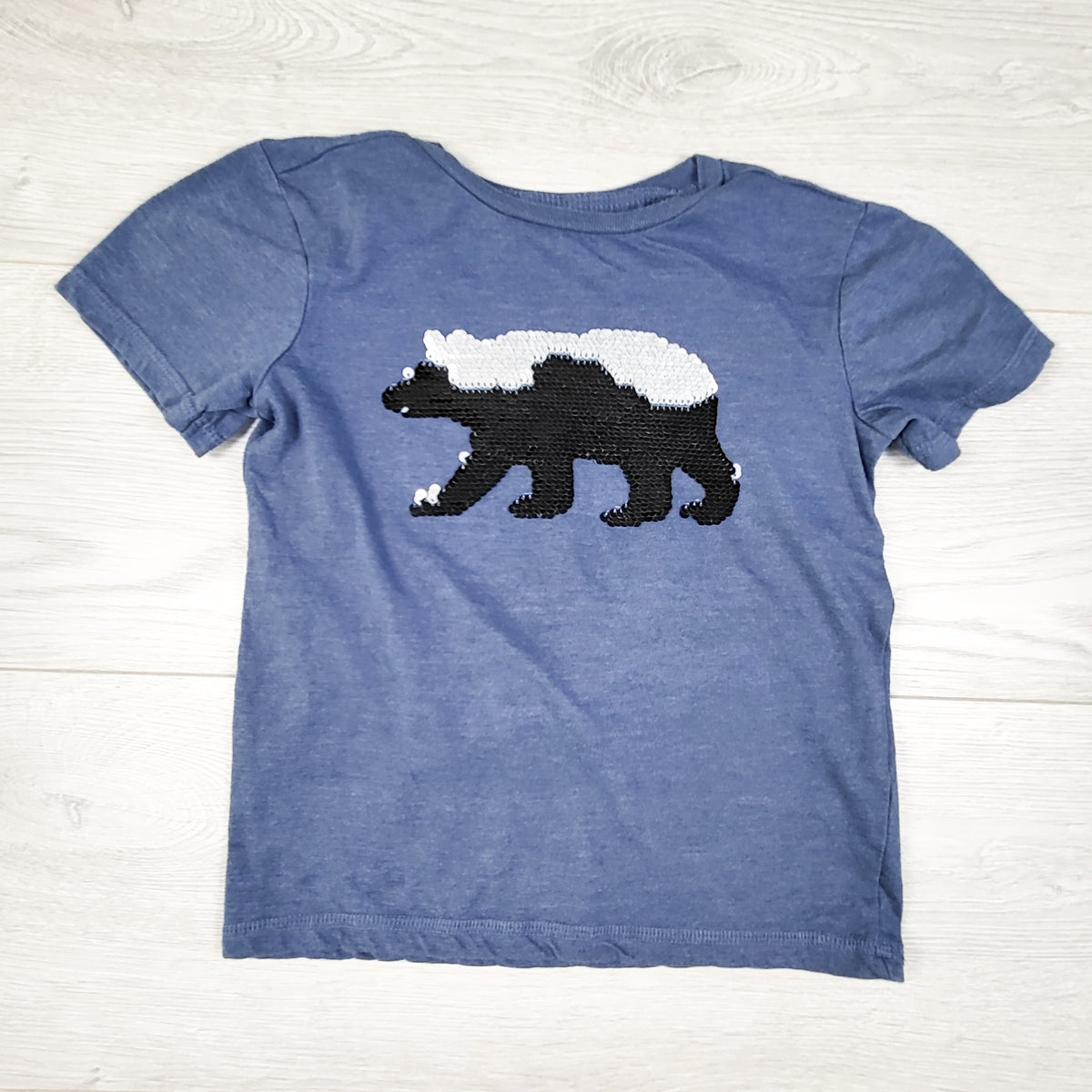 Little Blue House Blue Flip Sequin Bear T-shirt. Size 3T