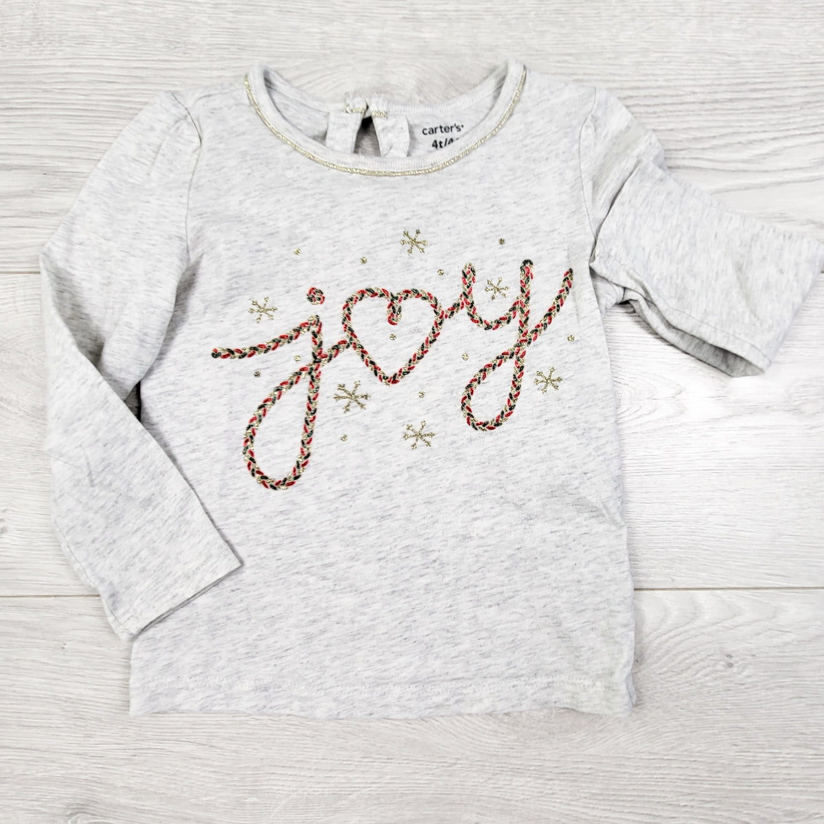 Carters Grey "Joy" Long Sleeve Top. Size 4T