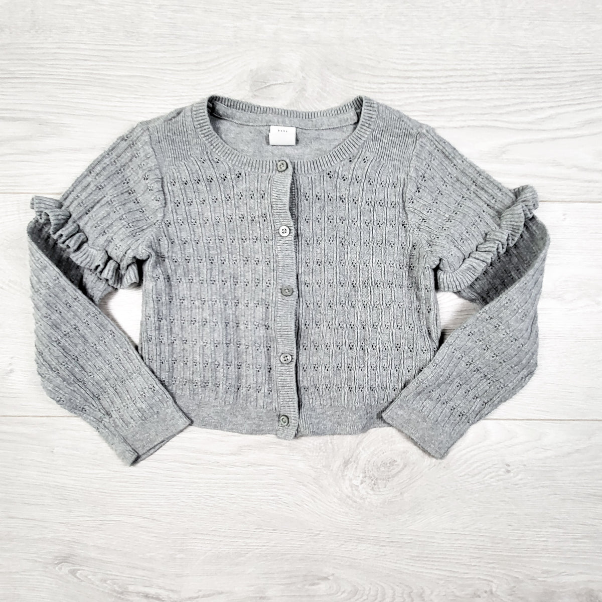 Gap Grey Open-Knit Ruffle Cardigan Sweater. Size 4T