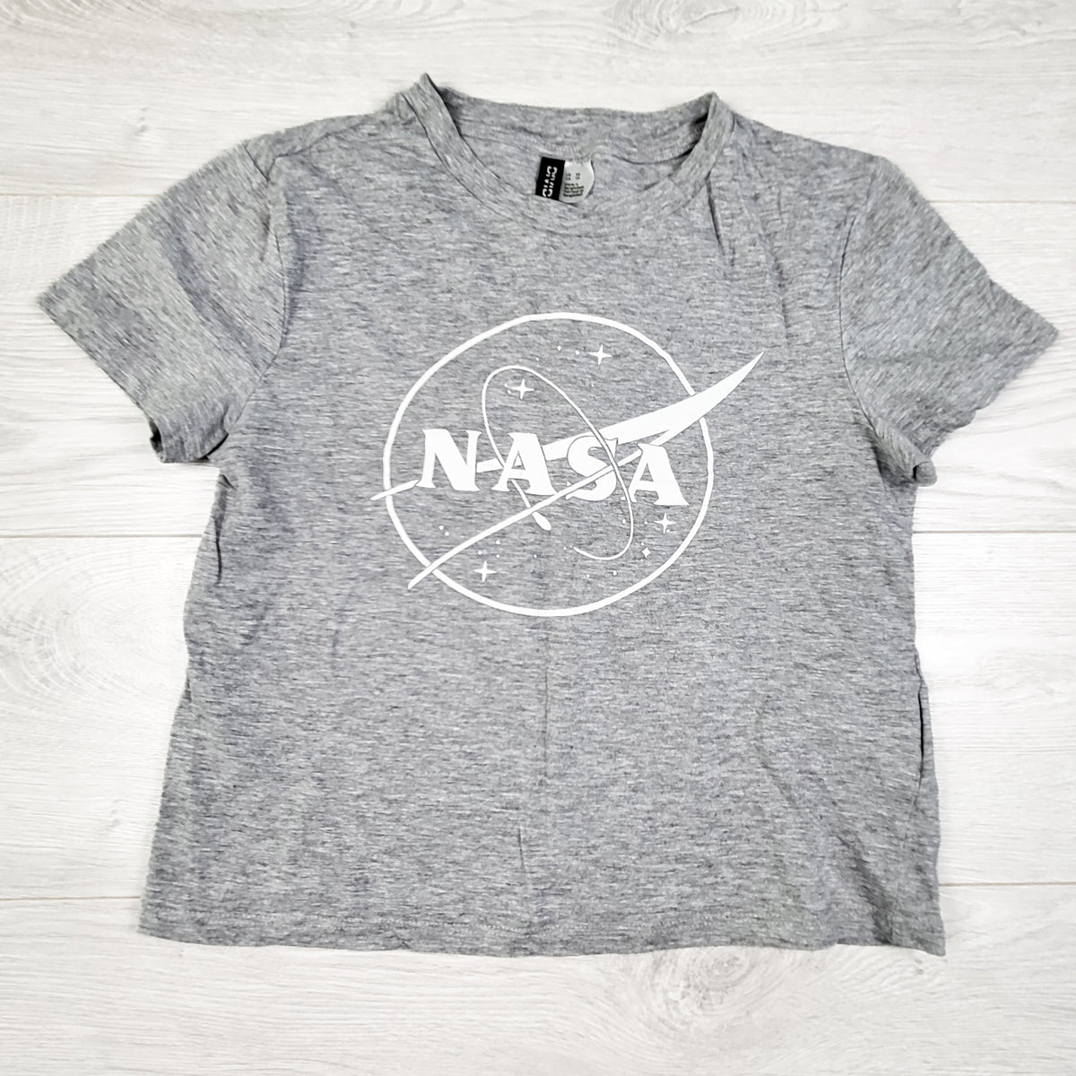 H and M Divided Grey Cropped NASA T-shirt. ADULT Size XS