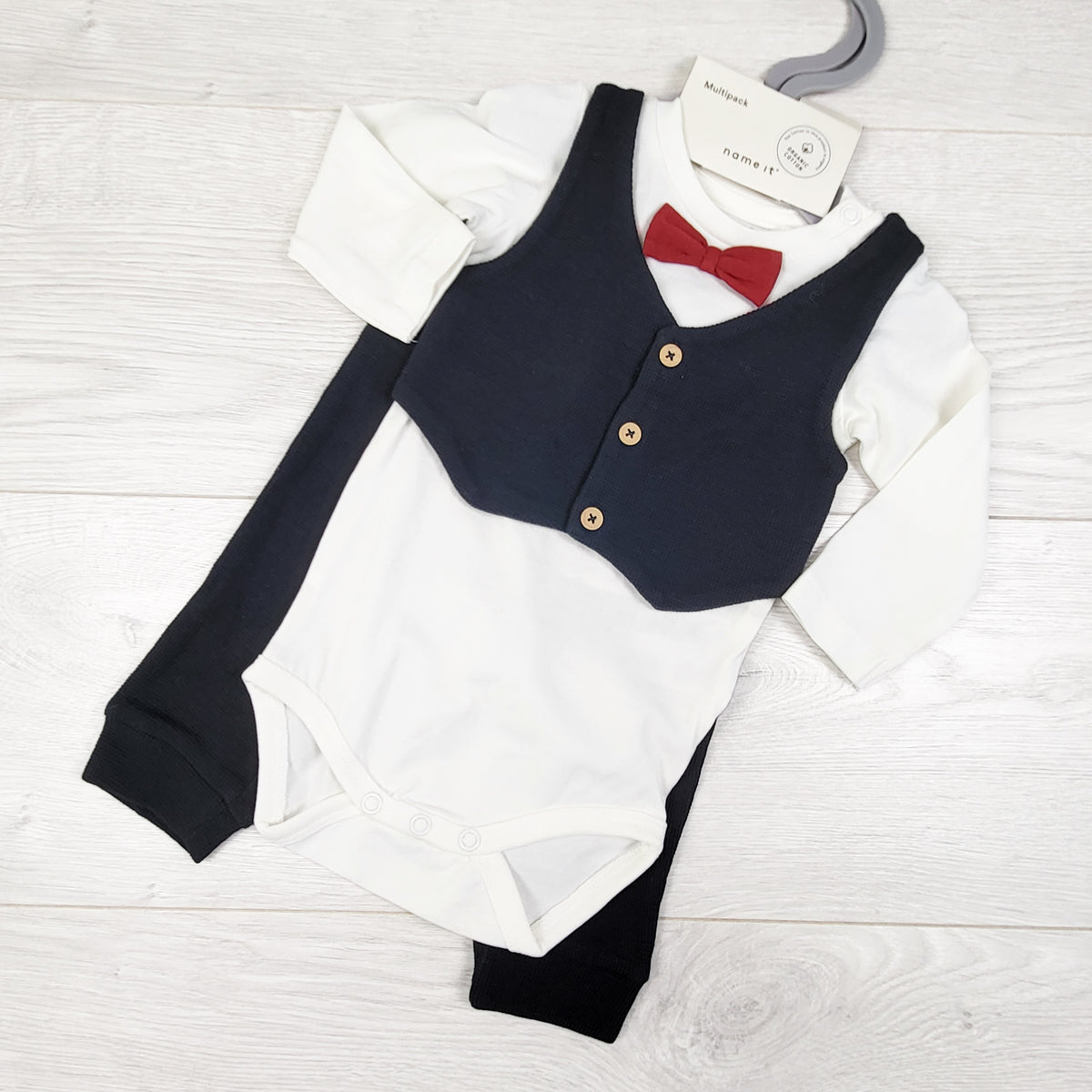 NEW - Name It 3pc Tuxedo Style Set. Size 2-4 Months