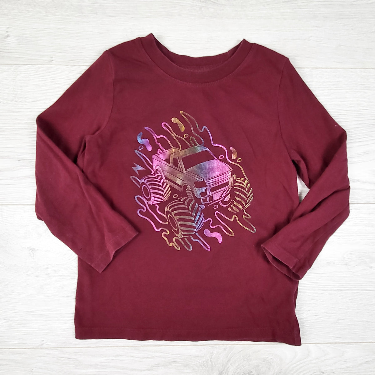 Cat and Jack Burgundy Top With Monster Truck. Size 3T