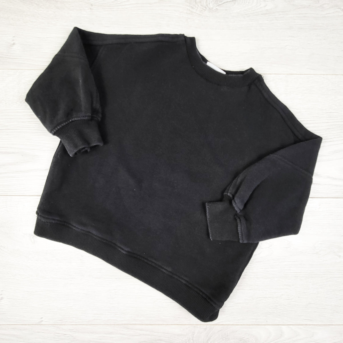 Zara Black Terry Crewneck Sweatshirt. Size 12-18 Months