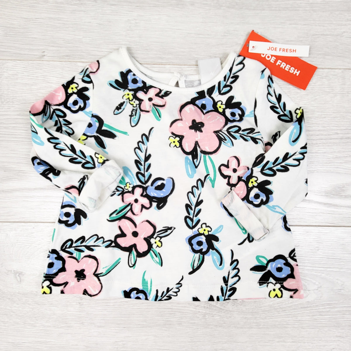 NEW - Joe White Floral Print Top. Size 3-6 Months