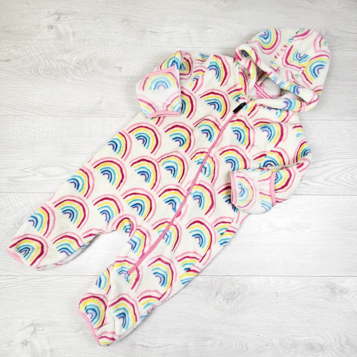Hatley Plush Rainbow Print Bunting / Pram Suit. Size 18-24 Months - AS IS