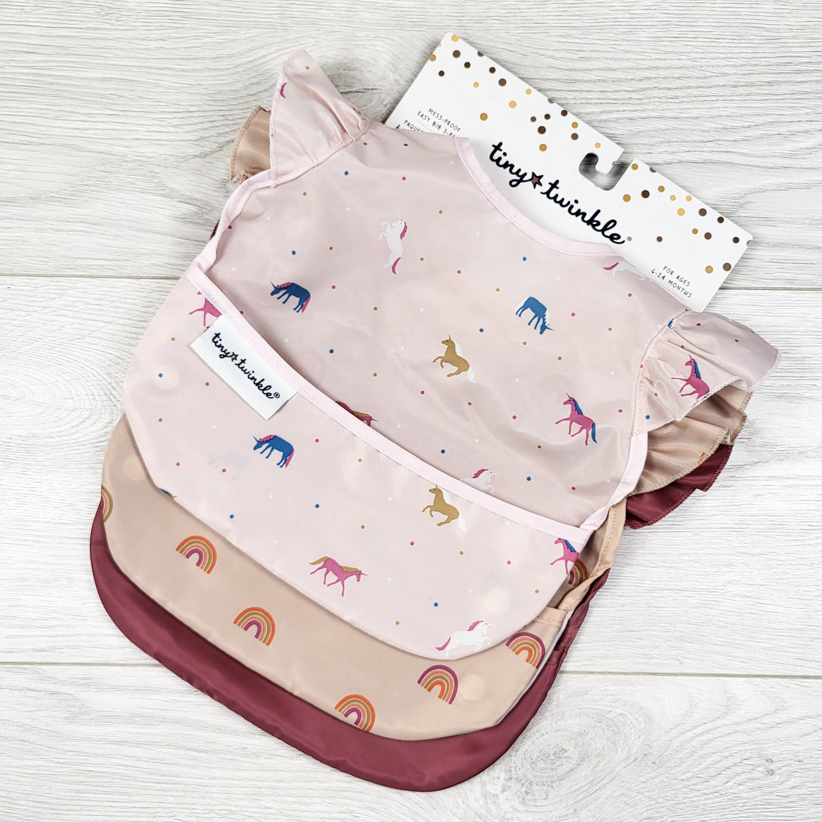 NEW - Tiny Twinkle 3pc Bib Set. Ages 6-24 months