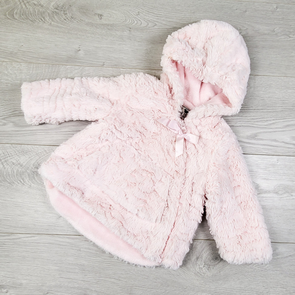 Widgeon Pink Faux Fur Minky Hooded Coat. Size 9 Months - AS IS