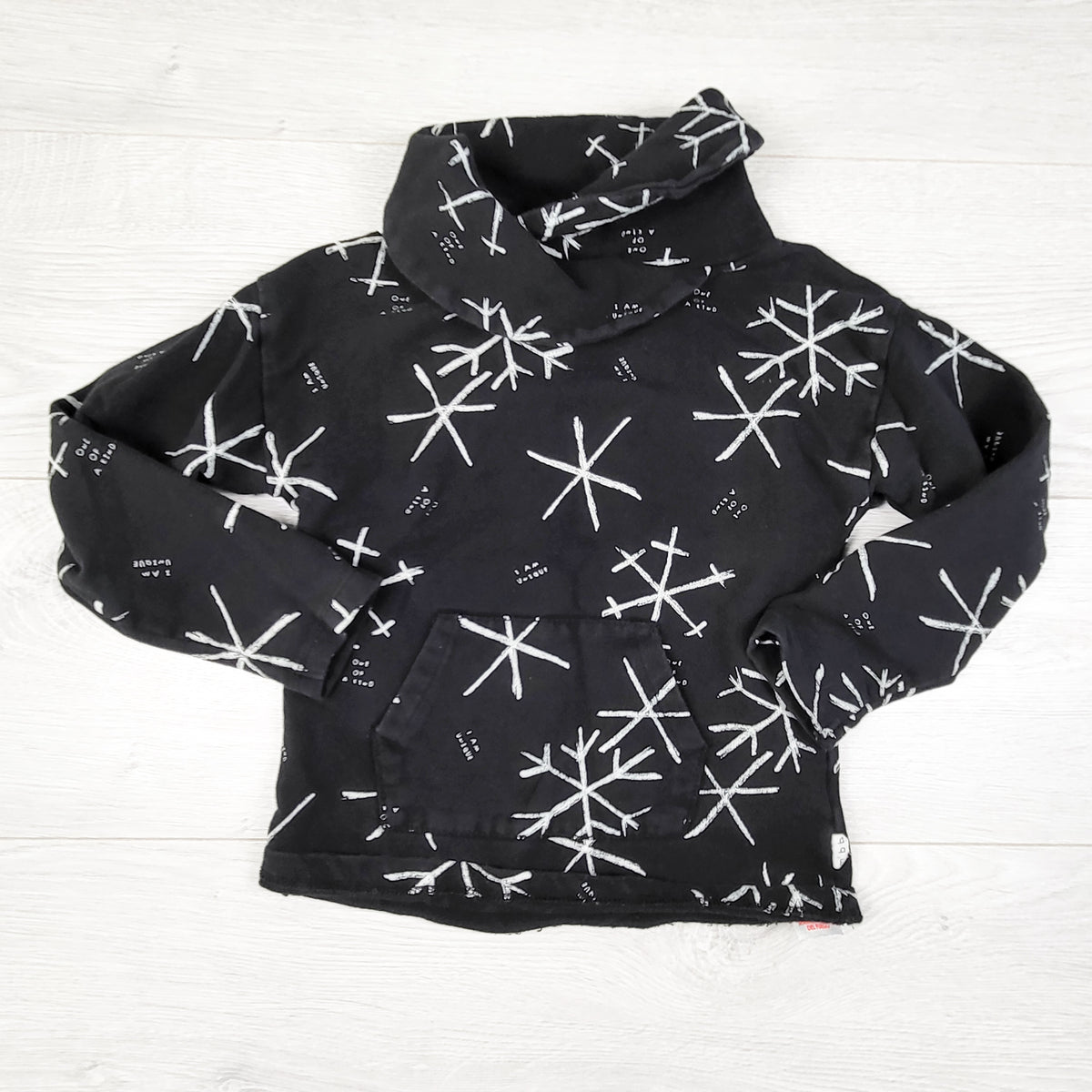 Miles Baby Black Snowflake Print Cowl Neck Sweatshirt. Size 4T