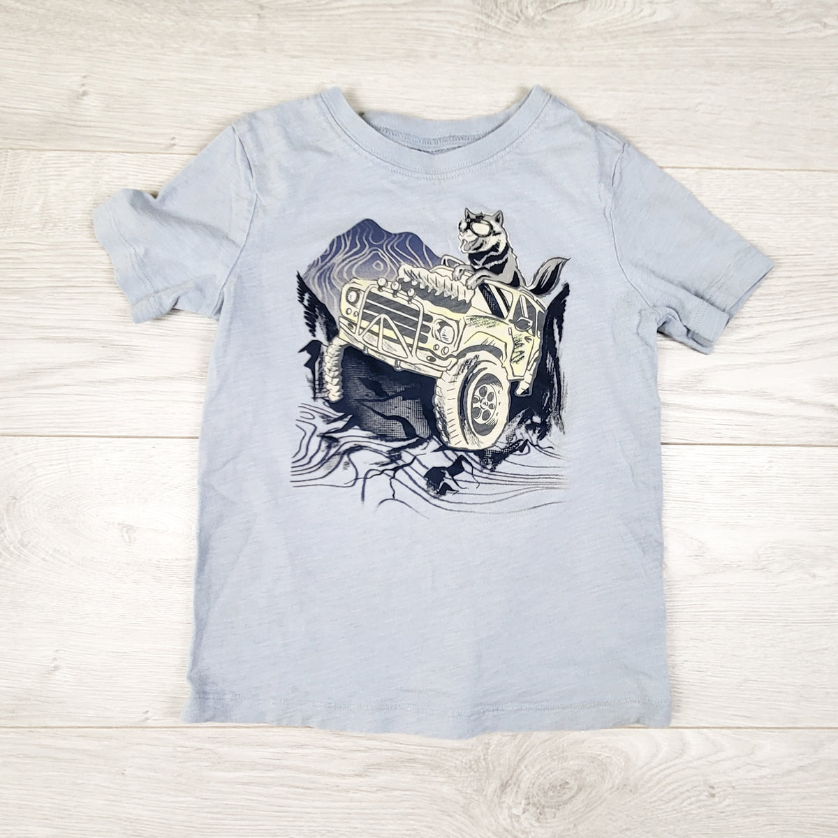 Oshkosh Light Blue Monster Truck T-shirt. Size 5T