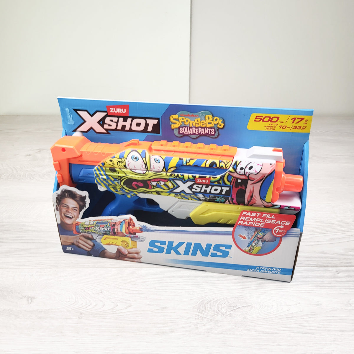 NEW - ZURU X-Shot Water Skins "SpongeBob SquarePants" Hyperload Water Blaster. (no shipping)