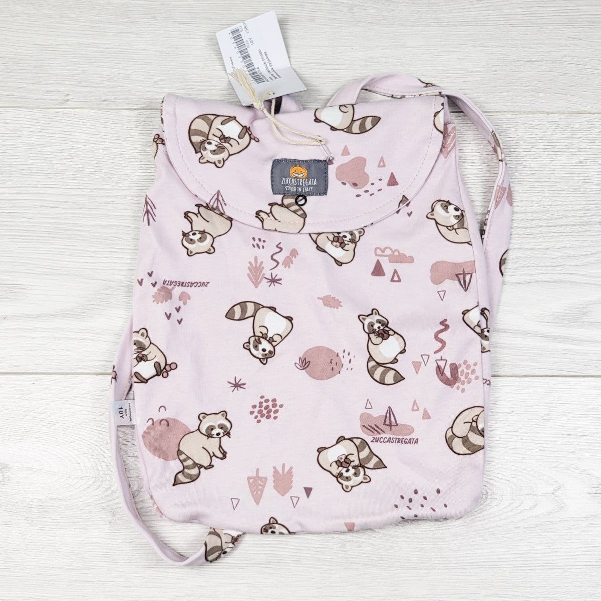 NEW - Zuccastregata pink bamboo racoon print mini packback
