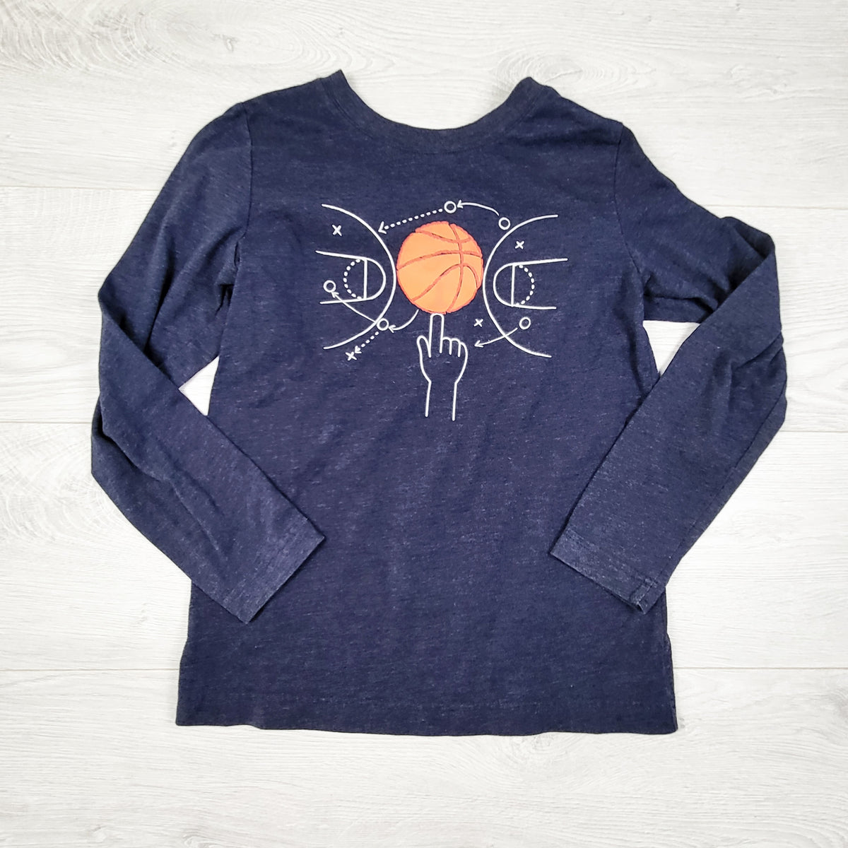 Pekkle blue long sleeve top with basketball. Size 10