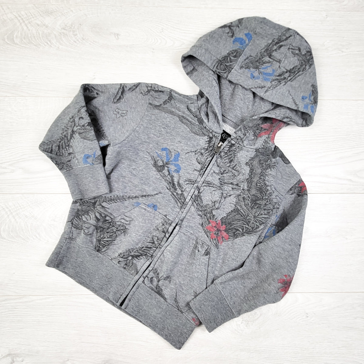 Fox Racing grey zip up hoodie. Size 5T